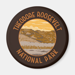 Íman Theodore Roosevelt National Park Retro Distestido