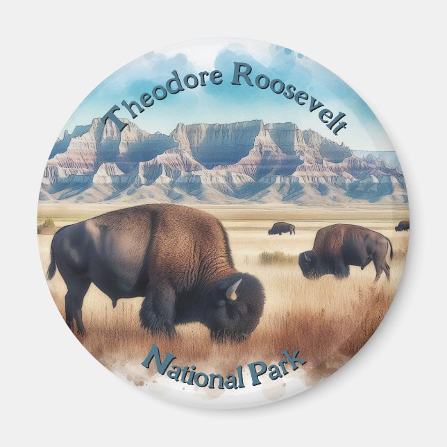 Íman Theodore Roosevelt Parque Nacional Bison Souvenir (Frente)