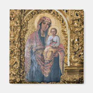 Íman Theotokos e Criança Cristo em quadro Dourado Ornam