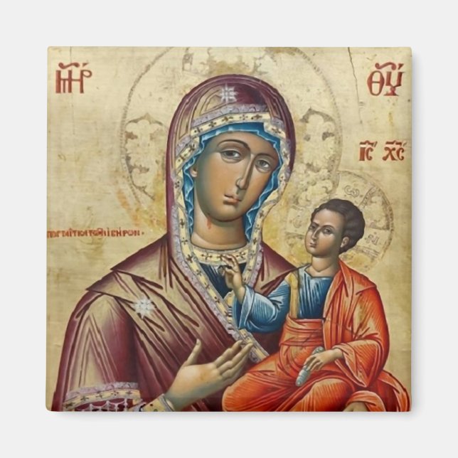 Íman Theotokos (Virgem Maria) e Ícone Cristo para Crian (Frente)