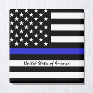 Íman Thin Blue Line e polícia de bandeira americana / 