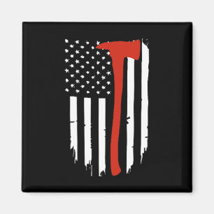 Íman Thin Red Line Ax American Flag Patriot Firemoon