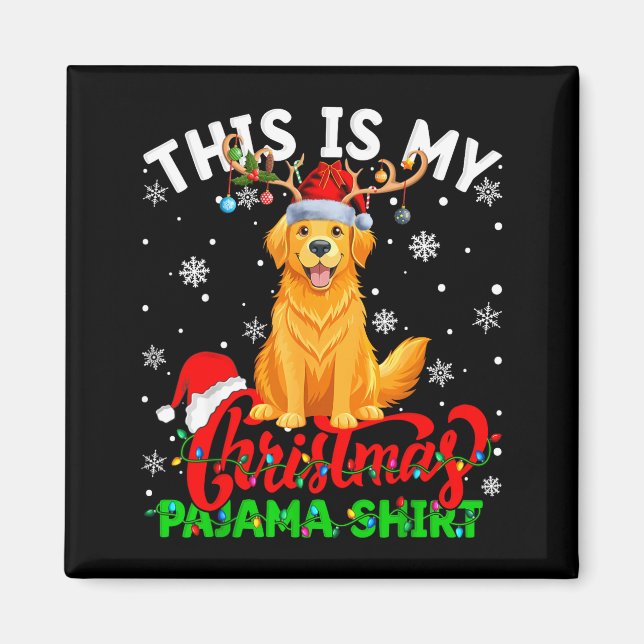 Íman This Is My Golden Retriever Ugly Christmas Pajama  (Frente)