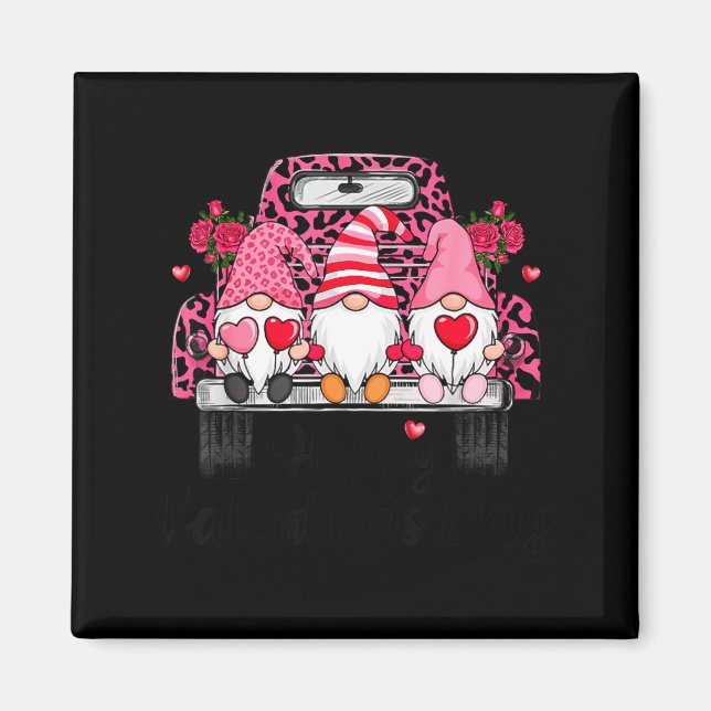Íman Three Gnomes And Leopard Truck Happy Valentine's D (Frente)