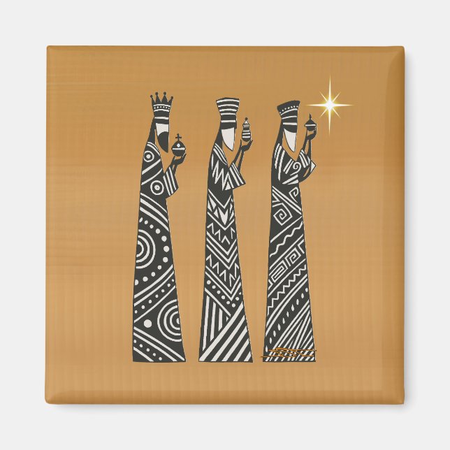 Íman Three Wise Men Black & White Christmas Nativity (Frente)
