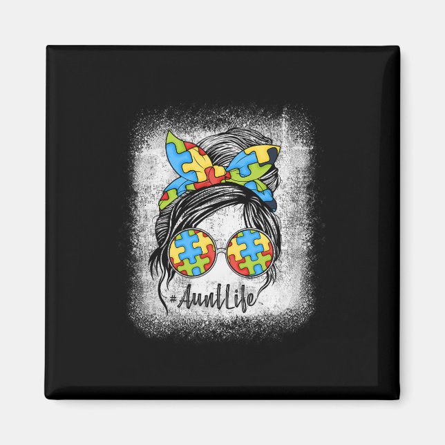 Íman Tia Vida Autismo Sensibilização Mensagem Bun Bleac (Frente)