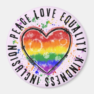 Íman Tie-Dye Heart espalhando mensagens de paz e amor