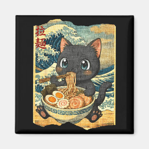 Íman Tigela de macarrão ramen japonês de gato preto kaw