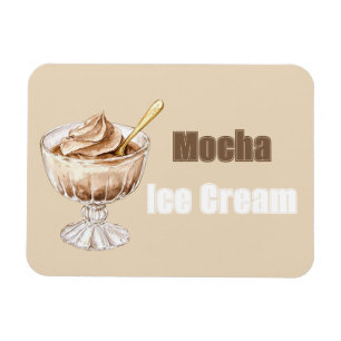Íman Tigela de Sorvete Mocha Colher de Ouro
