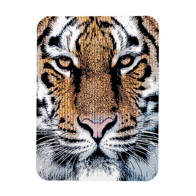 Íman Tiger stripes Retrato no Estilo Gráfico de Impress (Vertical)