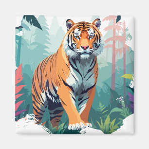 Íman Tiger Vetor Art Animal Majestade Natureza Selvagem