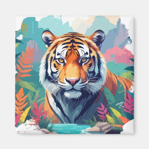 Íman Tiger Vetor Art Animal Majestade Natureza Selvagem