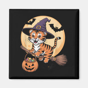 Íman Tiger Witch Hat Pumpkin Halloween Homens Mulher