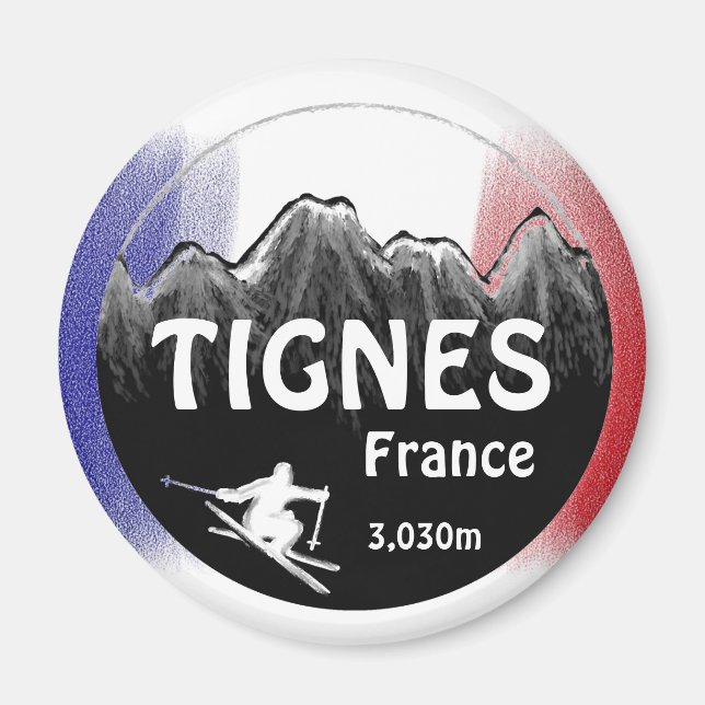 Íman Tignes France flag ski logótipo art imã (Frente)