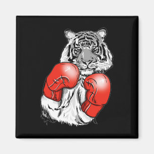 Íman Tigre de Boxe Divertido com Luvas Vermelhas Crianç