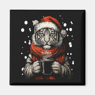 Íman Tigre de Natal com Chapéu de Papai Noel Amante de
