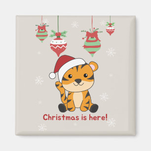 Íman Tigre Natal Neve Inverno Animais de Inverno Magnet