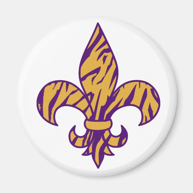 Íman Tigre Roxo e Dourado Fleur de Lis Magnet (Frente)