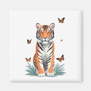 Íman Tigre Vetor Pintura De Animais Divertidos Adorávei
