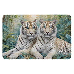 Íman Tigres de Ouro pálidos numa selva verde azul