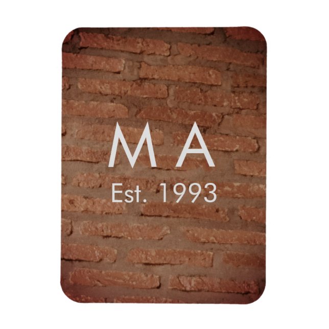 Íman Tijolo de pedra rústica marrom adicionar nome letr (Vertical)