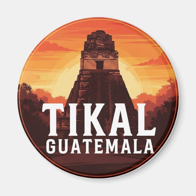 Íman Tikal Guatemala Sunset Viagem (Frente)