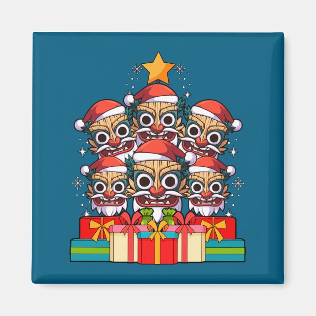 Íman Tiki Le Luau Hawaiian Tiki Mask Christmas Tree Xma (Frente)
