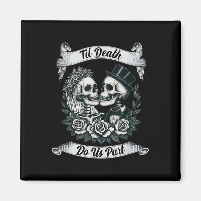 Íman Til Death Do Us Part Skeleton Bride &amp; Groom Mã (Frente)
