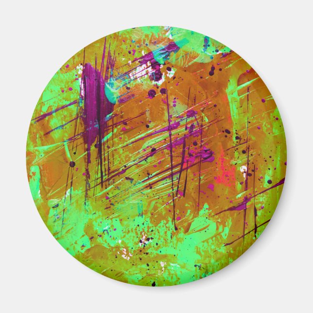 Íman Tinta Colorida de Abstrato Verde Neon (Frente)