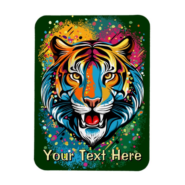 Íman Tinta de cores Arco-íris Cabeça de Tigre (Vertical)