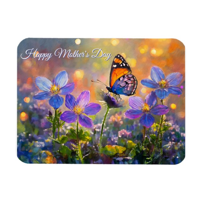 Íman Tiny Butterfly On Wildflowers Mother's Day (Horizontal)