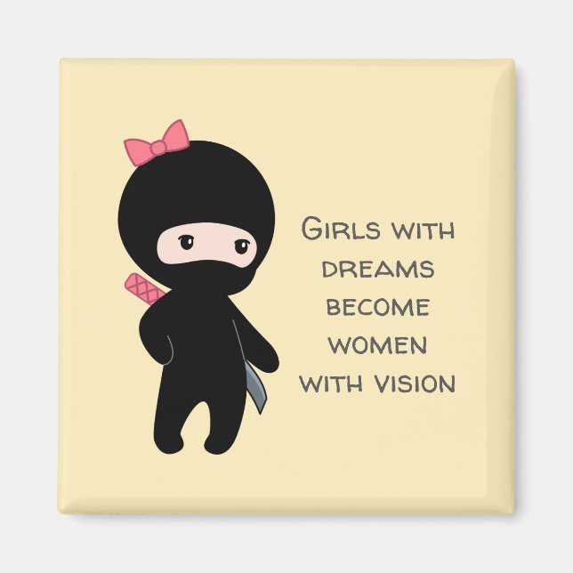 Íman Tiny Ninja Girl Cotação em Amarelo (Frente)