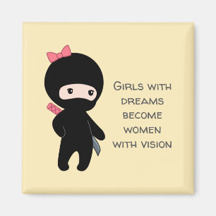 Íman Tiny Ninja Girl Quote on Yellow