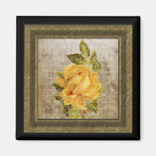 Íman Tiny Vintage Impressão Floral Magnet Amarelo