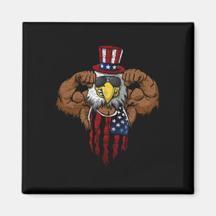 Íman Tio Musculoso com Bandeira Americana Agachando Dab