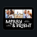 Íman Típica mínima moderna 3 foto Foto Natal M<br><div class="desc">Tudo pode não estar calmo,  mas tudo ainda pode ser brilhante com este divertido cartão de Natal colorido. Com espaço para 3 fotografias quadradas,  disponível numa seleção de cores.</div>