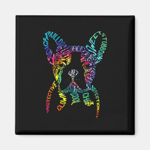 Íman Tipografia Bulldog Tie Dye Arte de Palavra Frenchi