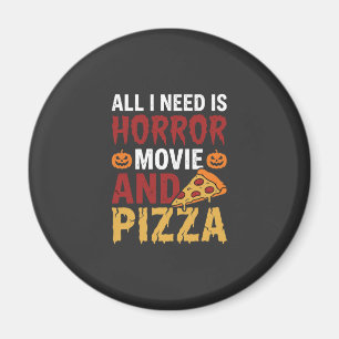 Íman Tipografia de Filme de Terror de Halloween e Pizza