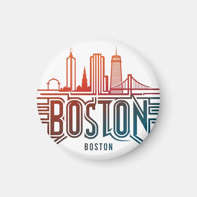 Íman Tipografia Horizonte da Cidade de Boston (Frente)
