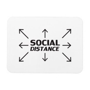 Íman Tipografia moderna da Distância Social e setas eng