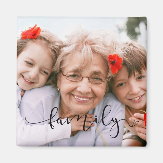 Íman Tipografia Negra Elegante | Foto personalizada da  (Frente)