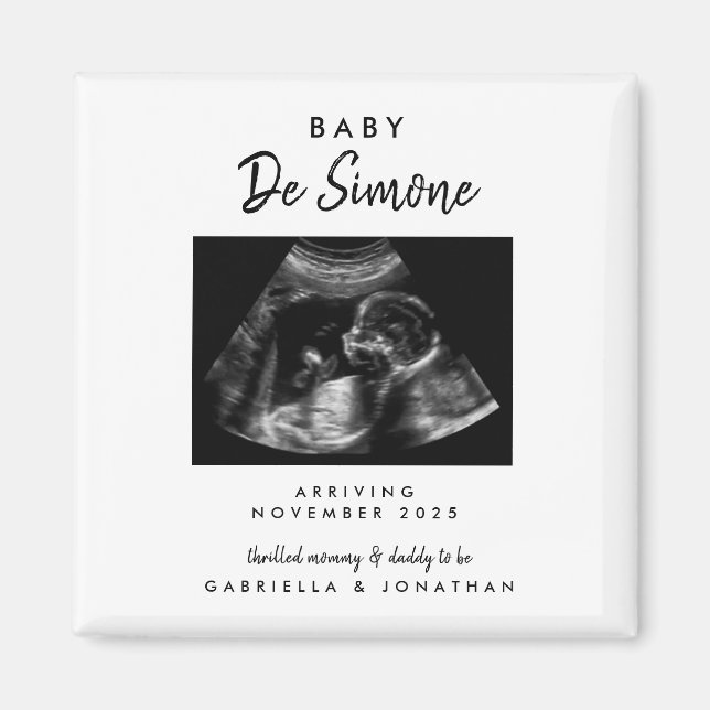 Íman Tipografia Simples Sonograma Foto Gravidez (Frente)