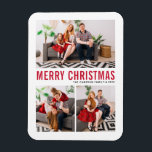 Íman Tipografia Vermelha Feliz Natal Três Foto<br><div class="desc">Feliz Natal! Traga um pouco de alegria de férias para sua casa com nosso Magnet de Natal personalizável! Perfeito para mostrar memórias queridas, este ímã permite que você personalize com sua foto festiva favorita, fazer uma adição única ao seu decoro de férias. Um presente ideal para a família e os...</div>