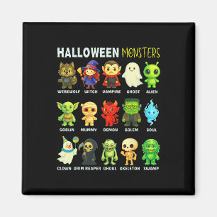 Íman Tipos De Poster Educativos De Monstros De Hallowee