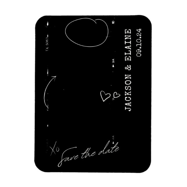 Íman Tira de Foto Moderna Simples Salvar a Data (Vertical)