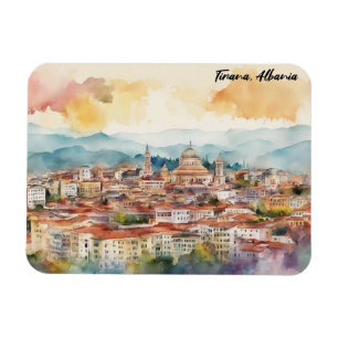Íman Tirana Albânia Watercolor Painting Panorama View