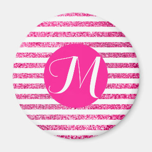 Íman Tiras Rosa Quente com Monograma Personalizável