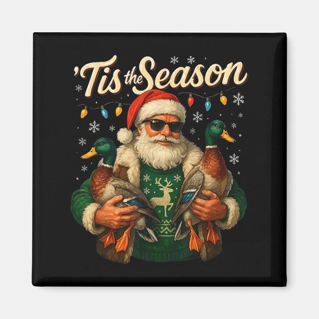 Íman Tis The Season Cool Santa Duck Christmas Design  (Frente)