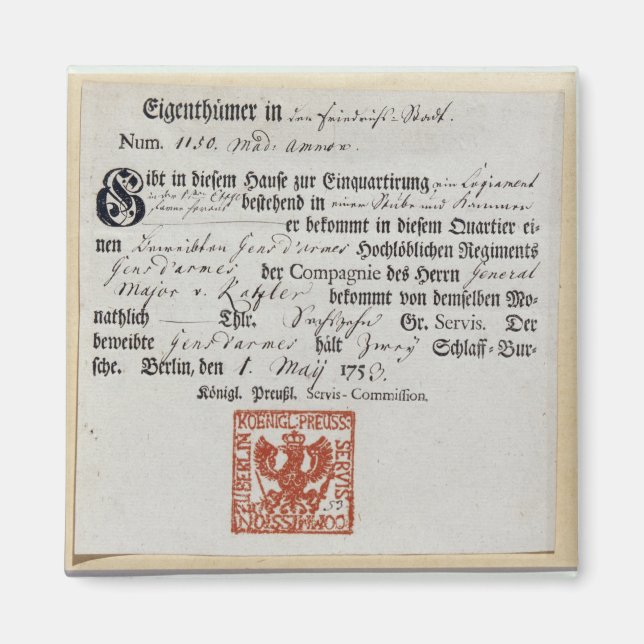 Íman Título de faturação, 1759 (Frente)