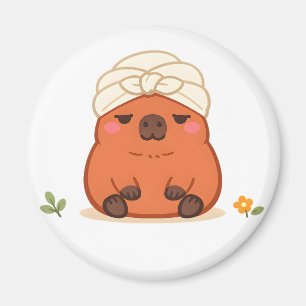 Íman Toalha de Turbante de Capivara Fofa para Dia de Sp